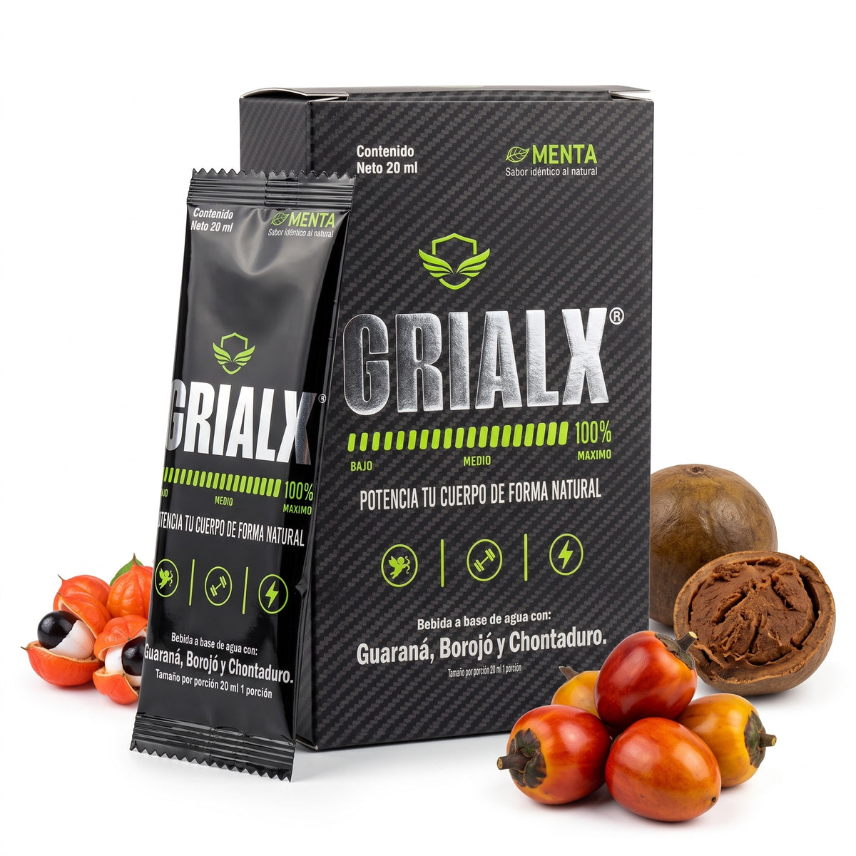 GRIALX con guaraná, borojó y chontaduro