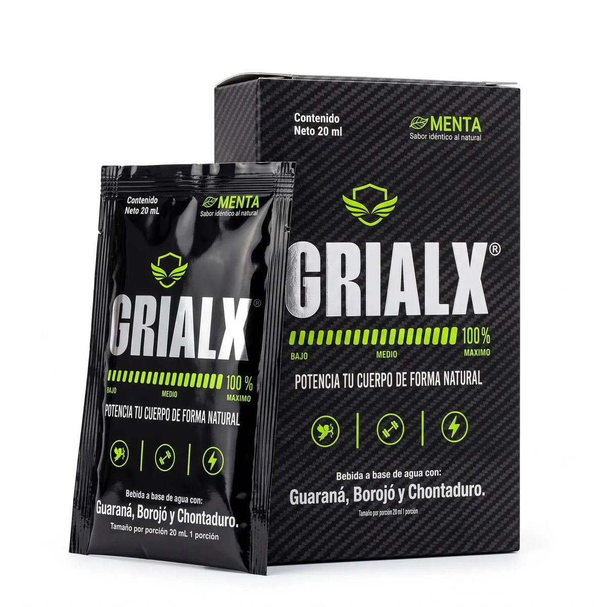 Caja y sobre de GRIALX Menta